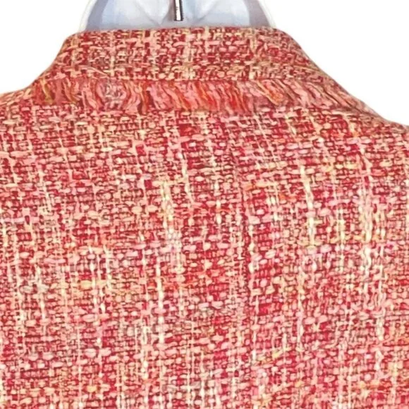 Vintage 1980s RL Richard NY Pink Tweed Jacket Size 16 W Button Front & Raw Edge - Picture 3 of 11